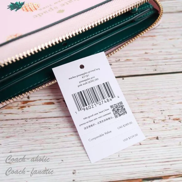 NWT Kate Spade Marlee Pineapple Printed Large Continental Wallet in Pink Multi - Picture 8 of 8